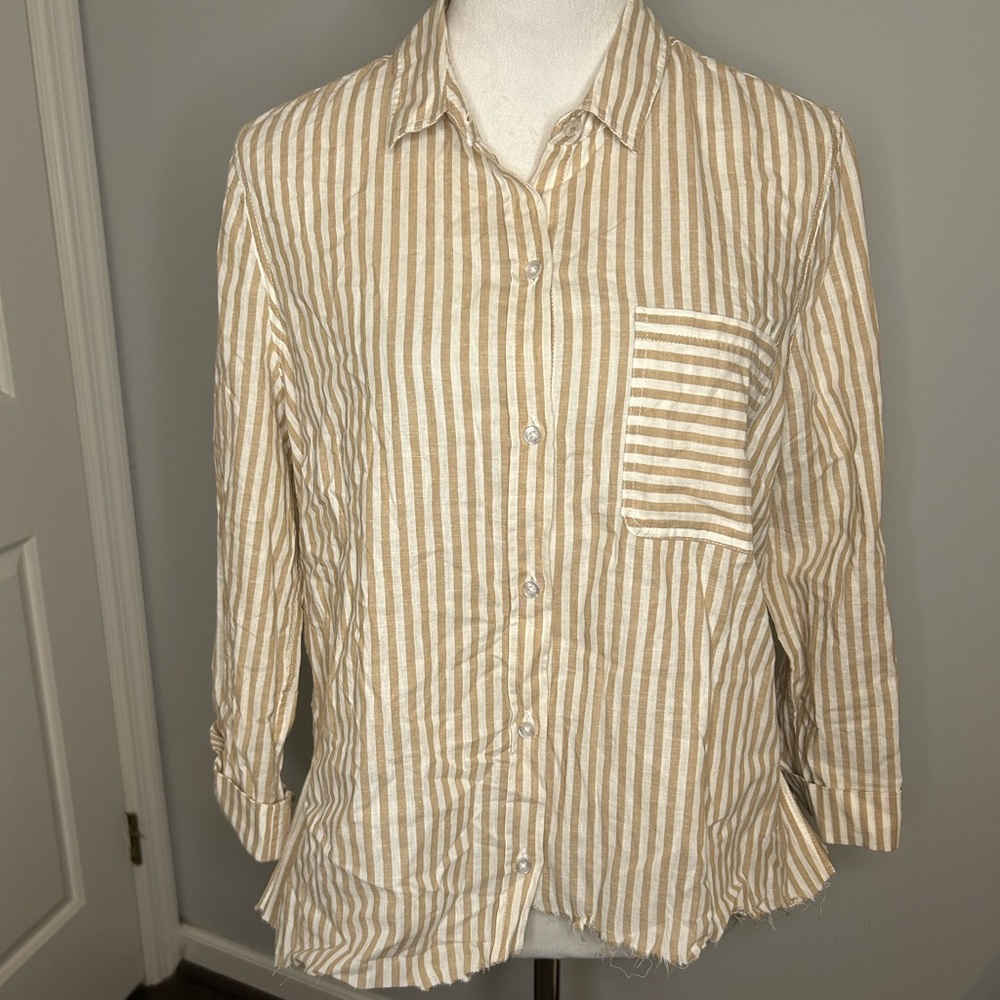 Barbour Distressed Stripped Cotton Striped Shirt NWT